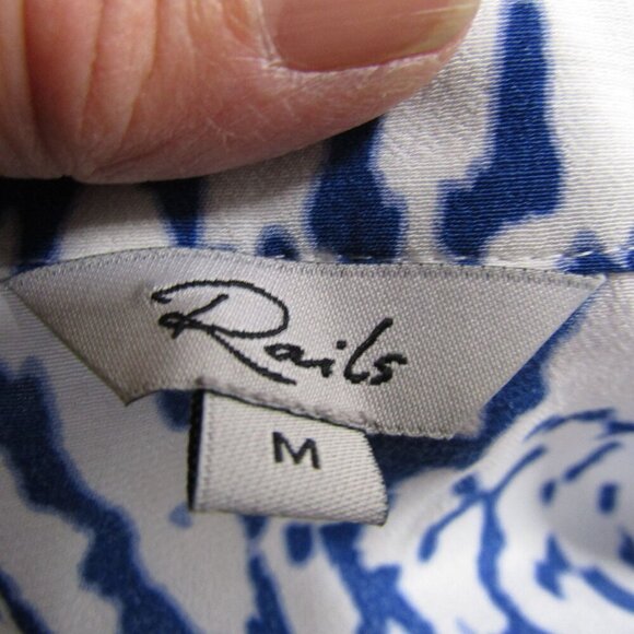 RAILS Blue Cobalt Leopard Tiered Midi Boho Peasant Greek Islands Dress M - Picture 9 of 12